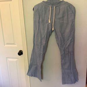 Blue Linen Roxy Beach Pants